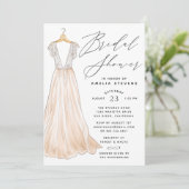 Elegant Gown Bridal Shower Invitation Kaart (Staand voorkant)