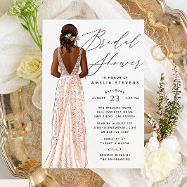 Elegant Gown Bridal Shower Invitation Kaart