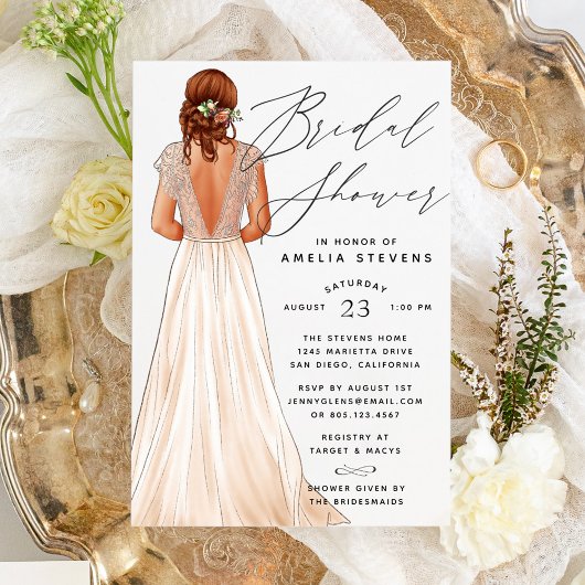 Elegant Gown Bridal Shower Invitation Kaart