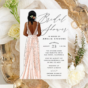 Elegant Gown Bridal Shower Invitation Kaart