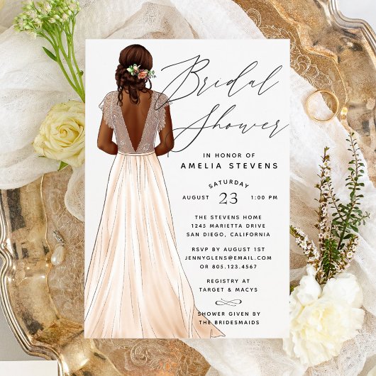 Elegant Gown Bridal Shower Invitation Kaart