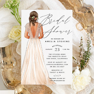 Elegant Gown Bridal Shower Invitation Kaart