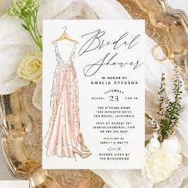 Elegant Gown Bridal Shower Invitation Kaart