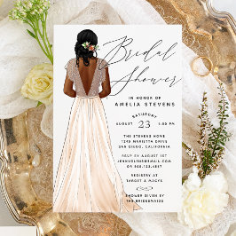 Elegant Gown Bridal Shower Invitation Kaart
