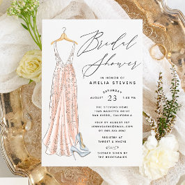 Elegant Gown Bridal Shower Invitation Kaart