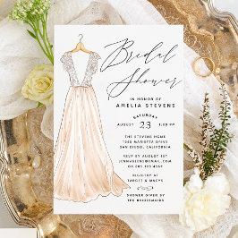 Elegant Gown Bridal Shower Invitation Kaart