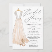 Elegant Gown Bridal Shower Invitation Kaart (Voorkant)