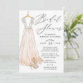 Elegant Gown Bridal Shower Invitation Kaart (Staand voorkant)