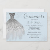 Elegant Gown Dusty Blue Quinceanera Kaart (Voorkant)