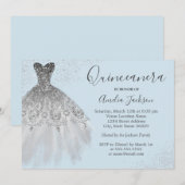 Elegant Gown Dusty Blue Quinceanera Kaart (Voorkant / Achterkant)