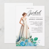 Elegant Gown Illustration with  Bridal Shower Kaart (Voorkant / Achterkant)