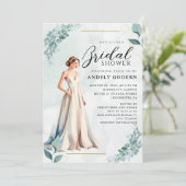 Elegant Gown Illustration with  Bridal Shower Kaart (Staand voorkant)