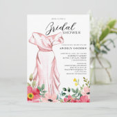 Elegant Gown Illustration with  Bridal Shower Kaart (Staand voorkant)