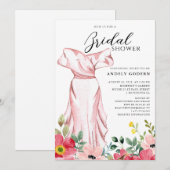 Elegant Gown Illustration with  Bridal Shower Kaart (Voorkant / Achterkant)