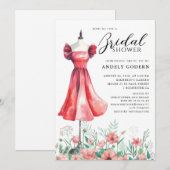 Elegant Gown Illustration with  Bridal Shower Kaart (Voorkant / Achterkant)