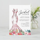 Elegant Gown Illustration with  Bridal Shower Kaart (Staand voorkant)