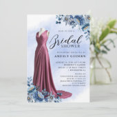 Elegant Gown Illustration with  Bridal Shower Kaart (Staand voorkant)