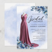 Elegant Gown Illustration with  Bridal Shower Kaart (Voorkant / Achterkant)