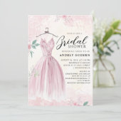 Elegant Gown Illustration with  Bridal Shower Kaart (Staand voorkant)