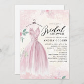 Elegant Gown Illustration with  Bridal Shower Kaart (Voorkant / Achterkant)