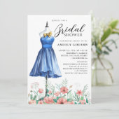 Elegant Gown Illustration with Bridal Shower Kaart (Staand voorkant)