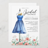 Elegant Gown Illustration with Bridal Shower Kaart (Voorkant / Achterkant)