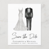 Elegant Gown Tuxedo Budget Save Date (Voorkant)