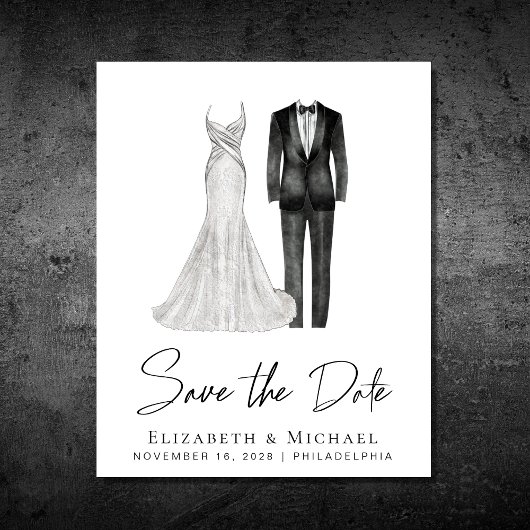 Elegant Gown Tuxedo Budget Save Date