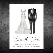 Elegant Gown Tuxedo Waterverf Aankondigingskaart
