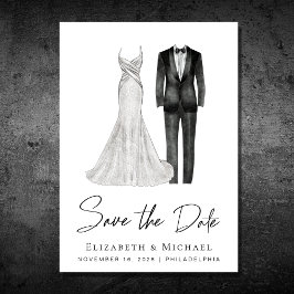 Elegant Gown Tuxedo Waterverf Save The Date
