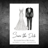 Elegant Gown Tuxedo Waterverf Save The Date