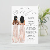 Elegant Gown Vrijgezellenfeest Two Girls Invitatio Kaart (Staand voorkant)