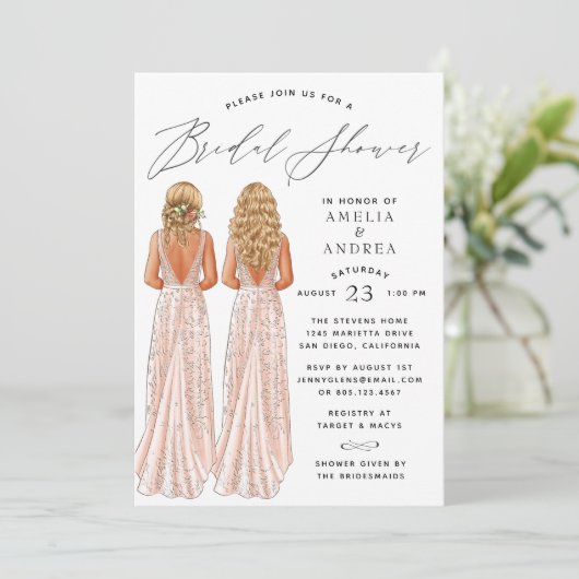 Elegant Gown Vrijgezellenfeest Two Girls Kaart (Staand voorkant)