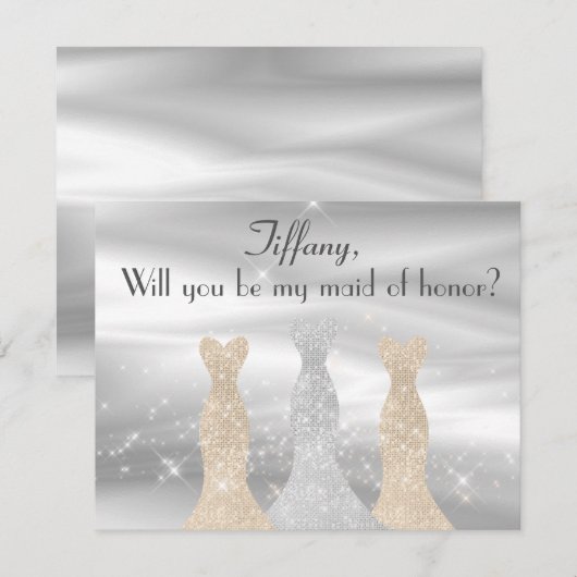 Elegant Gowns Maid of Honor voorstel Kaart (Voorkant / Achterkant)