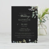 Elegant Grace Black Eucalyptus Website Weddenschap Kaart (Staand voorkant)