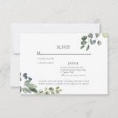 Elegant Grace Eucalyptus Wedding RSVP Kaart (Voorkant)