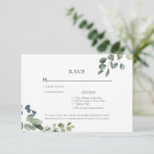 Elegant Grace Eucalyptus Wedding RSVP Kaart (Staand voorkant)