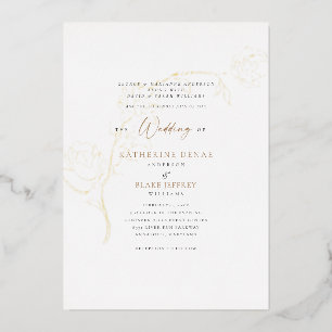 Elegant Grace Folie Gold en Black Text Wedding Uitnodiging