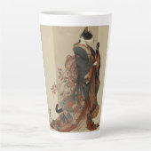 "Elegant Grace" Japanese Cat in Kimono Art Latte Mok (Voorkant)