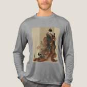 "Elegant Grace" Japanese Cat in Kimono Art Tri-Blend Shirt (Voorkant volledig)