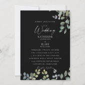 Elegant Grace Wedding All Black Eucalyptus Kaart (Voorkant)