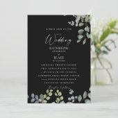 Elegant Grace Wedding All Black Eucalyptus Kaart (Staand voorkant)