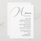 Elegant graceful calligraphy classic Wedding Menu (Voorkant / Achterkant)