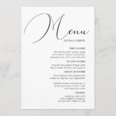 Elegant graceful calligraphy classic Wedding Menu (Voorkant)