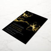 Elegant Graceful Magnolia Weddenschap Black + Gold Folie Uitnodiging (Gedraaid)