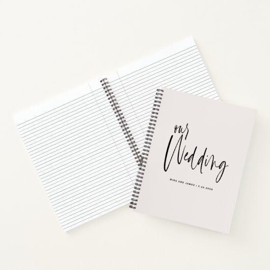 Elegant Graceful Script Ecru Huwelijksplannen Notitieboek (Binnen)