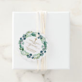 Elegant Gracias Script Greenery Gold Cross Bautizo Bedankjes Labels (In situ)
