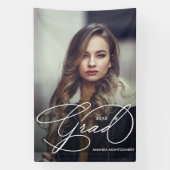 Elegant Grad Script Photo Graduation Party Spandoek (Verticaal)