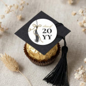 Elegant Grad Tassel Gold Bow Graduation Class of Ronde Sticker