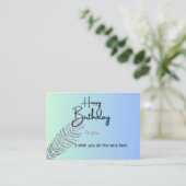 Elegant Gradient Birthday Card with Fern Leaf | Cu Informatiekaartje (Staand voorkant)